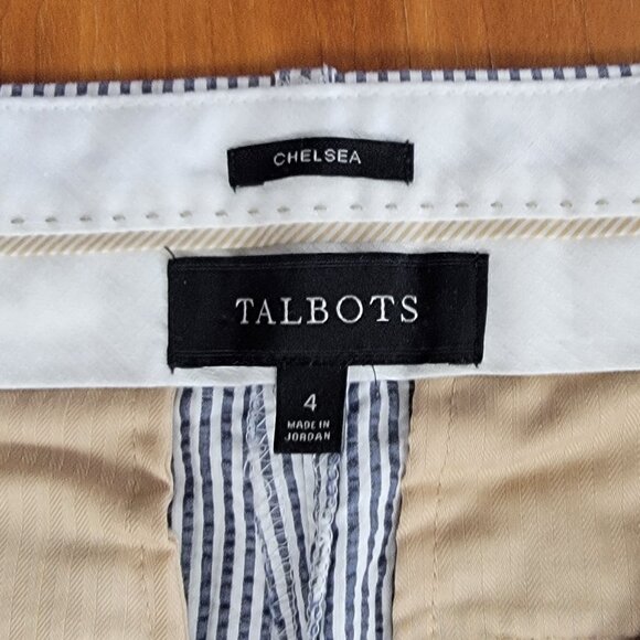 NWOT Talbots Blue White Striped Chelsea Seersucker Capri Pants - 4 - Picture 5 of 9